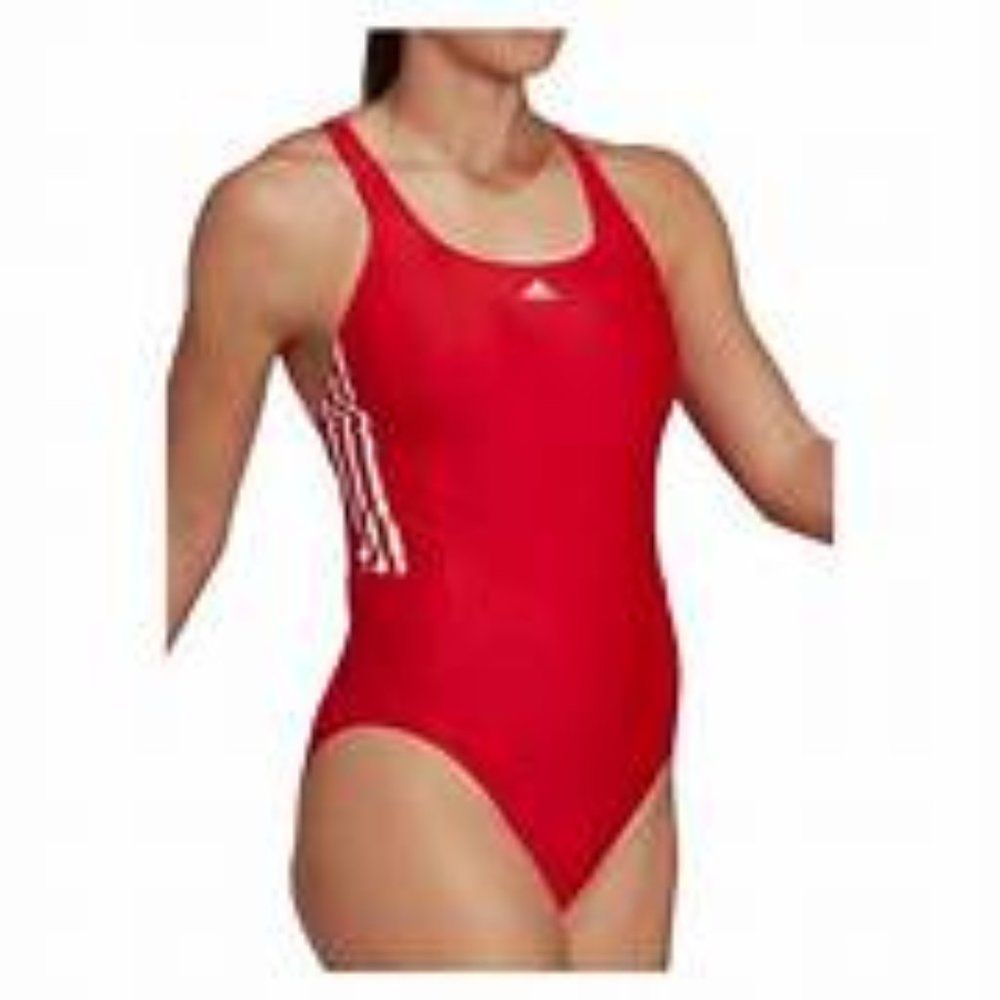 Adidas Mid 3 Stripes Swimsuit red (HD0404) size 2